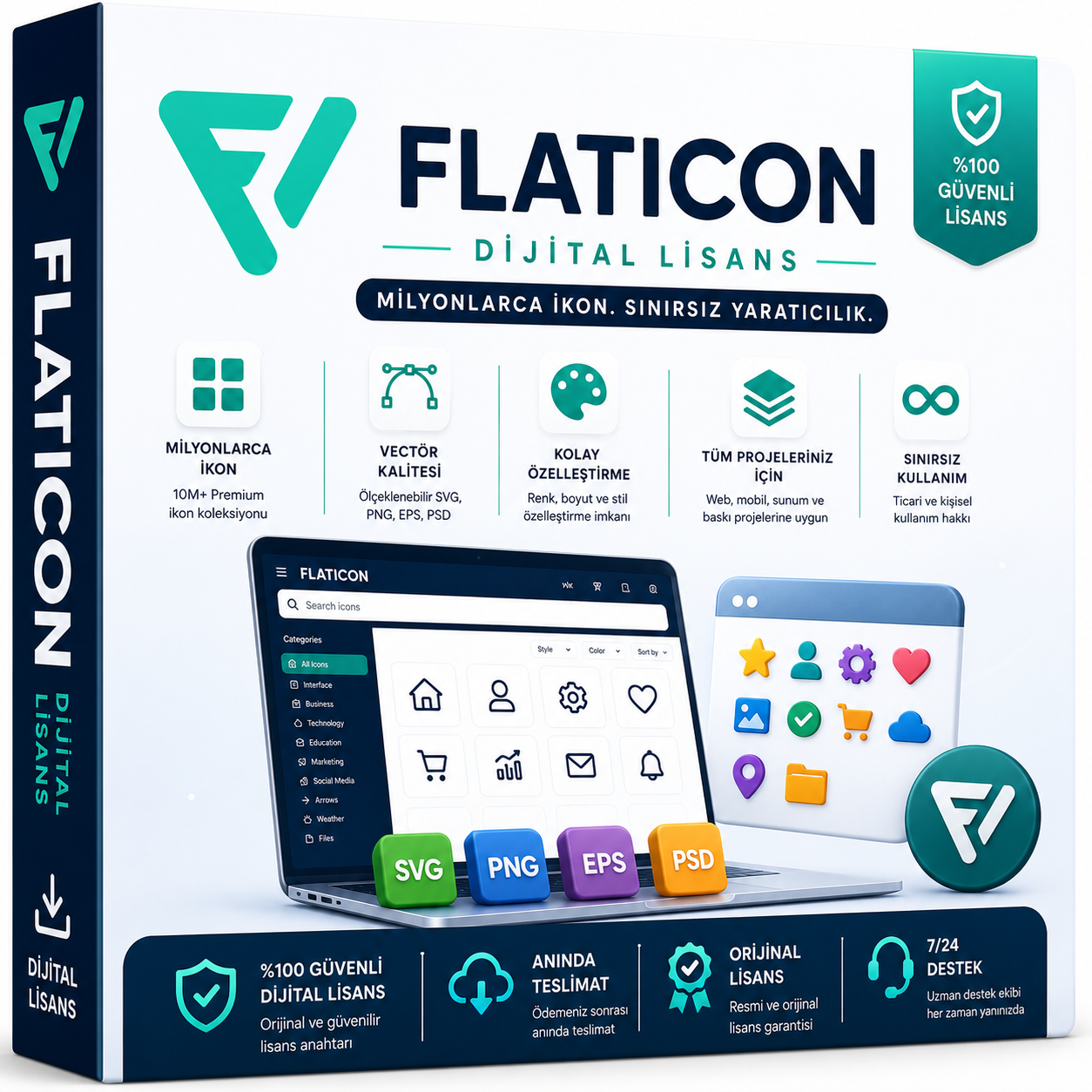 FlaticonÜrünler Flaticon - 6 Aylık (Günlük 100 İndirme) - Görsel 1